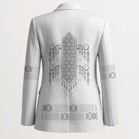 Proud Black Nurse RN Blazer White African Pattern Stethoscope Dashiki Motif