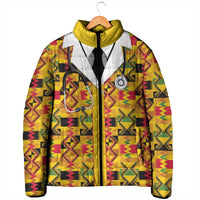 Proud Black Nurse RN Padded Jacket African Stethoscope Kente Pattern