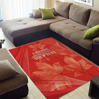 Red area rug with Canada Mapleleafers "YOUR TEXT" lettering and maple leaf branches