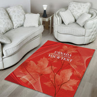 Red area rug with Canada Mapleleafers wording, "YOUR TEXT" and large maple leaf design