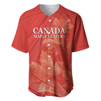 Red baseball jersey with Canada Maple Leafers logo, button front, maple leaf pattern