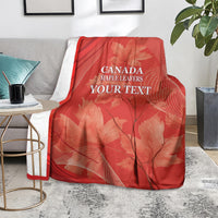Red Canada Maple Leafs blanket on living room floor, 'YOUR TEXT' and maple leaves