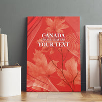 Red canvas wall art with maple leaves and “CANADA MAPLE LEAFERS YOUR TEXT”.