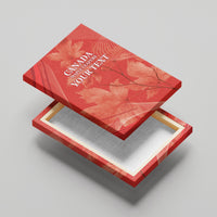 Red canvas print on wooden base with maple leaves and “CANADA MAPLE LEAFERS YOUR TEXT”.