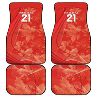Red car floor mat set of 4 with maple-leaf pattern and “21” markings