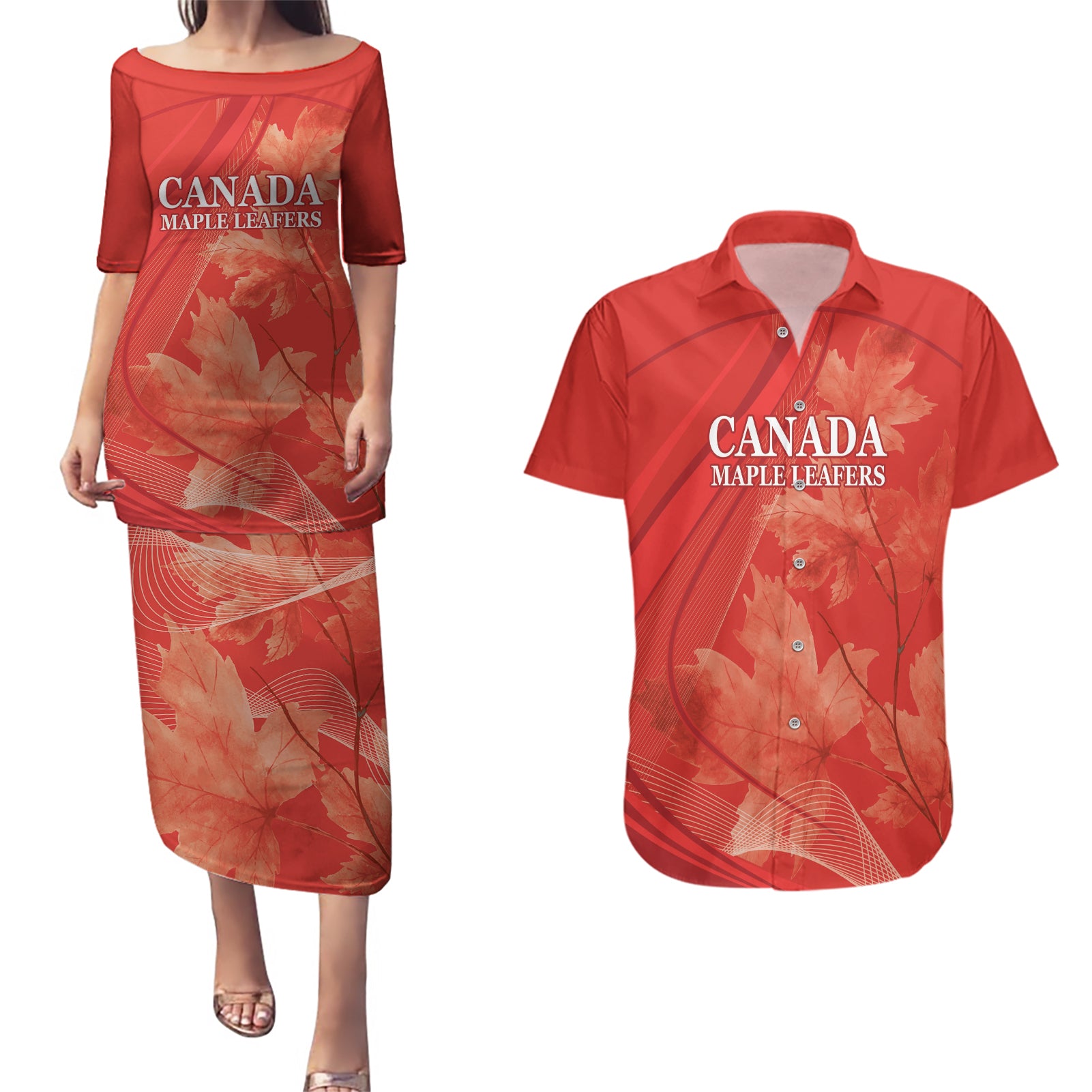 Canada Cricket World Cup 2024 Couples Matching Puletasi and Hawaiian Shirt Maple Leafers Make Champions LT9 - Wonder Print Shop