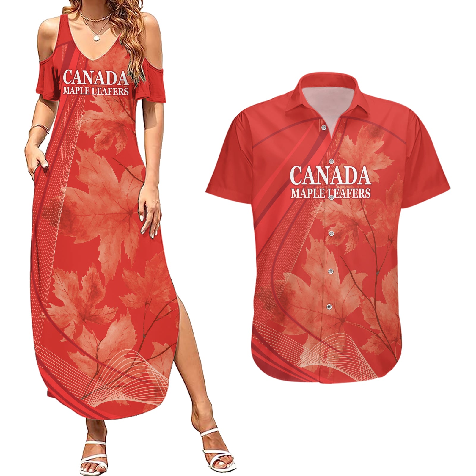 Canada Cricket World Cup 2024 Couples Matching Summer Maxi Dress and Hawaiian Shirt Maple Leafers Make Champions LT9 - Wonder Print Shop