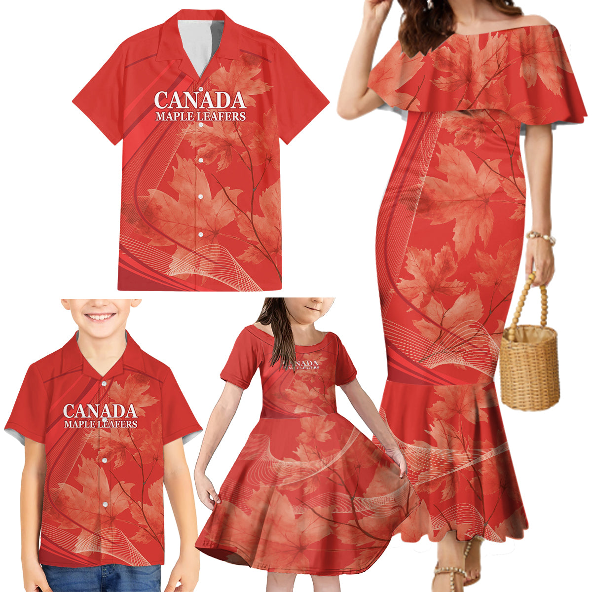 Canada Cricket World Cup 2024 Family Matching Mermaid Dress and Hawaiian Shirt Maple Leafers Make Champions LT9 - Wonder Print Shop