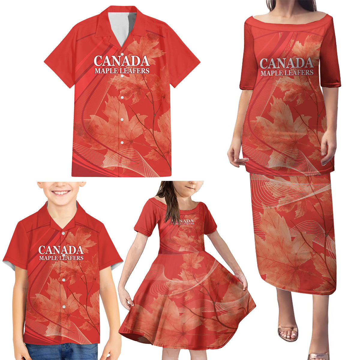 Canada Cricket World Cup 2024 Family Matching Puletasi and Hawaiian Shirt Maple Leafers Make Champions - Wonder Print Shop