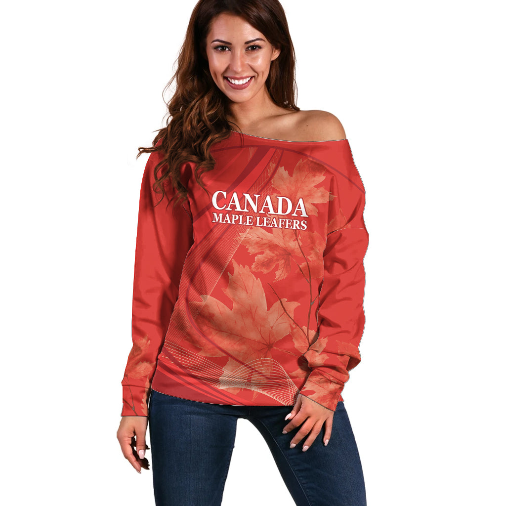 Canada Cricket World Cup 2024 Off Shoulder Sweater Maple Leafers Make Champions - Wonder Print Shop