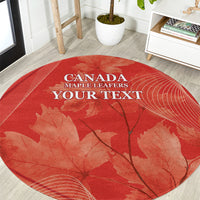 Red round carpet rug with maple leaf print and Canada Maple Leafs custom text