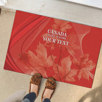 Red rubber doormat with leaf pattern and white CANADA MAPLE LEAFERS YOUR TEXT