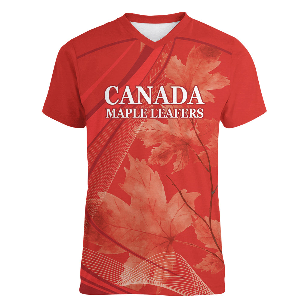 Canada Cricket World Cup 2024 Women V-Neck T-Shirt Maple Leafers Make Champions