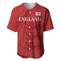 Red cricket jersey with England logo, button placket and V-neck collar