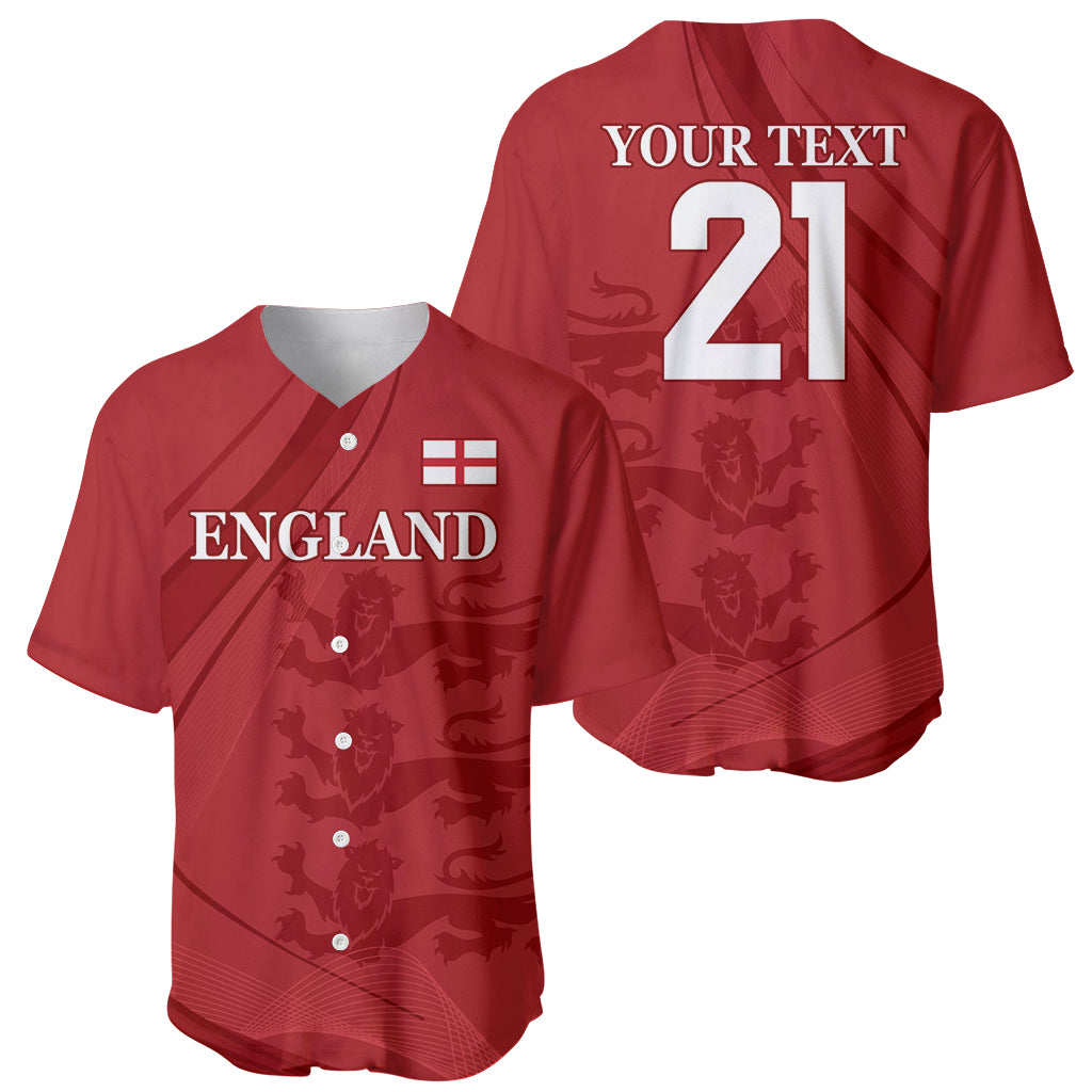 Red cricket jersey showing front England logo and back number 21