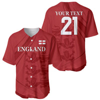 Red cricket jersey showing front England logo and back number 21