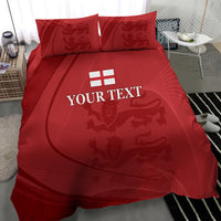 Red bedding set with duvet and two pillowcases, emblem and subtle stripe accents