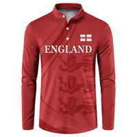 Red England button-front sweatshirt with long sleeves, England text and flag badge