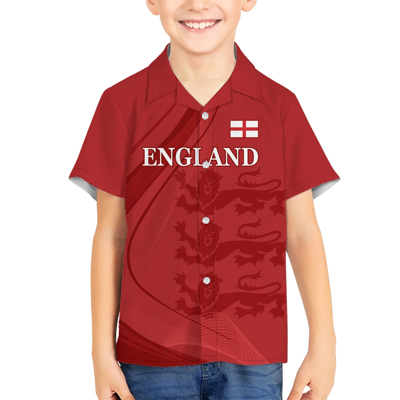 England Cricket World Cup 2024 Kid Hawaiian Shirt Tri Lions Make Champions - Wonder Print Shop