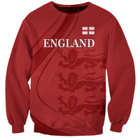 Red crewneck sweatshirt with front England graphic and lion/crown print