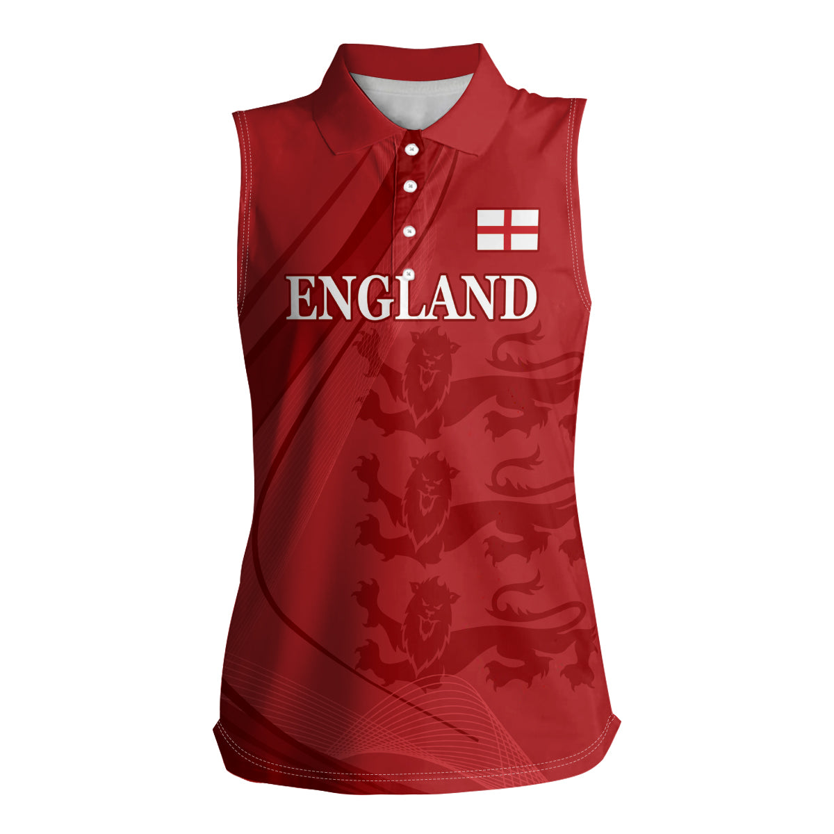 England Cricket World Cup 2024 Women Sleeveless Polo Shirt Tri Lions Make Champions