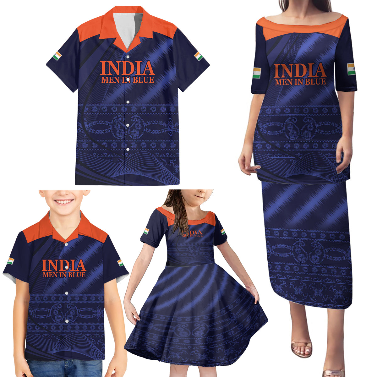 India Cricket World Cup 2024 Family Matching Puletasi and Hawaiian Shirt Men In Blue Make Champions - Wonder Print Shop