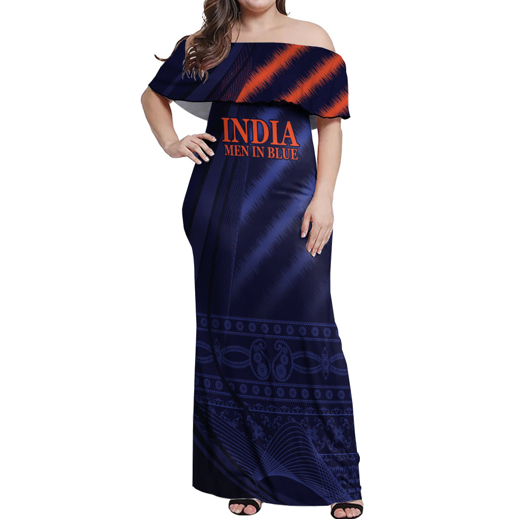 India Cricket World Cup 2024 Off Shoulder Maxi Dress Men In Blue Make Champions - Wonder Print Shop