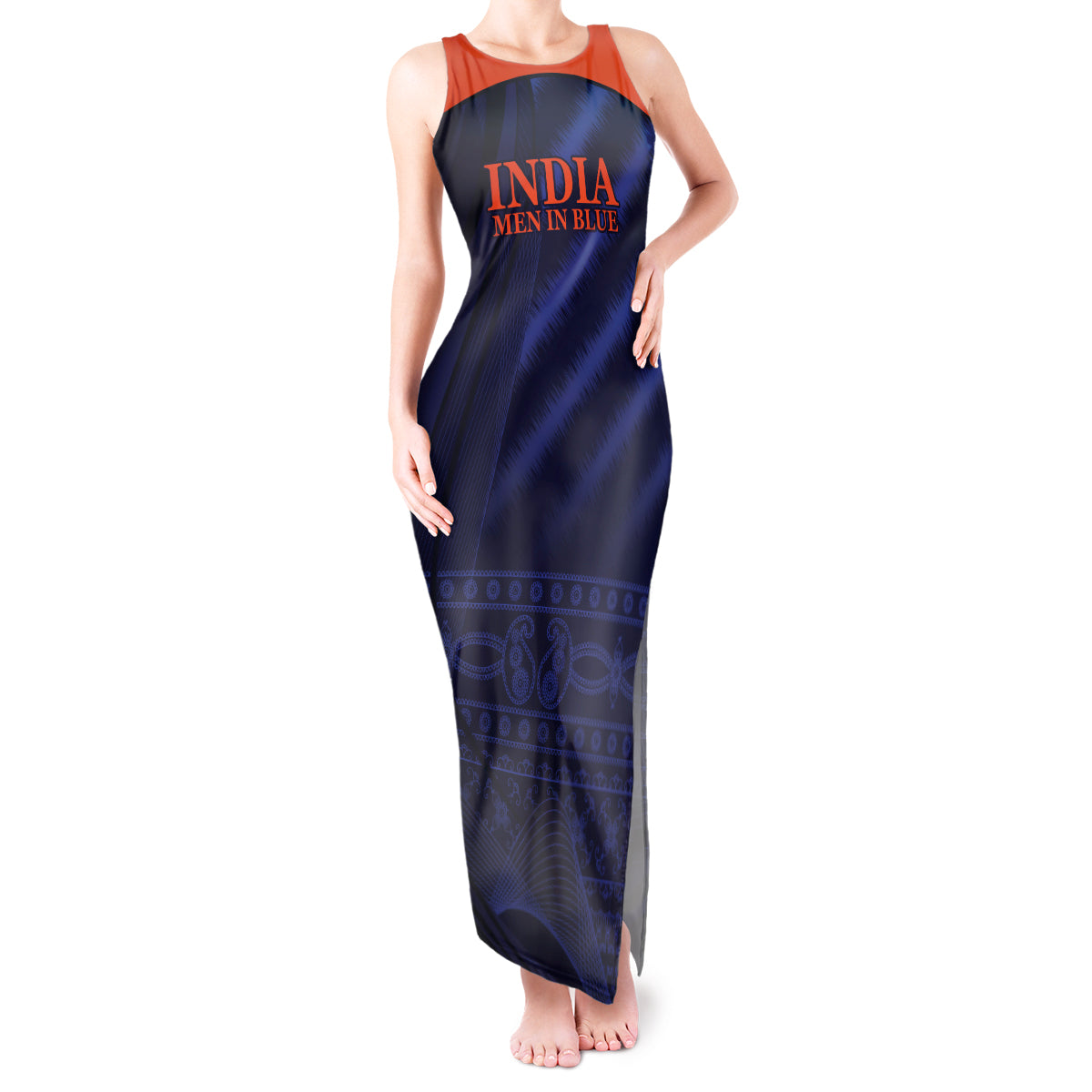 India Cricket World Cup 2024 Tank Maxi Dress Men In Blue Make Champions