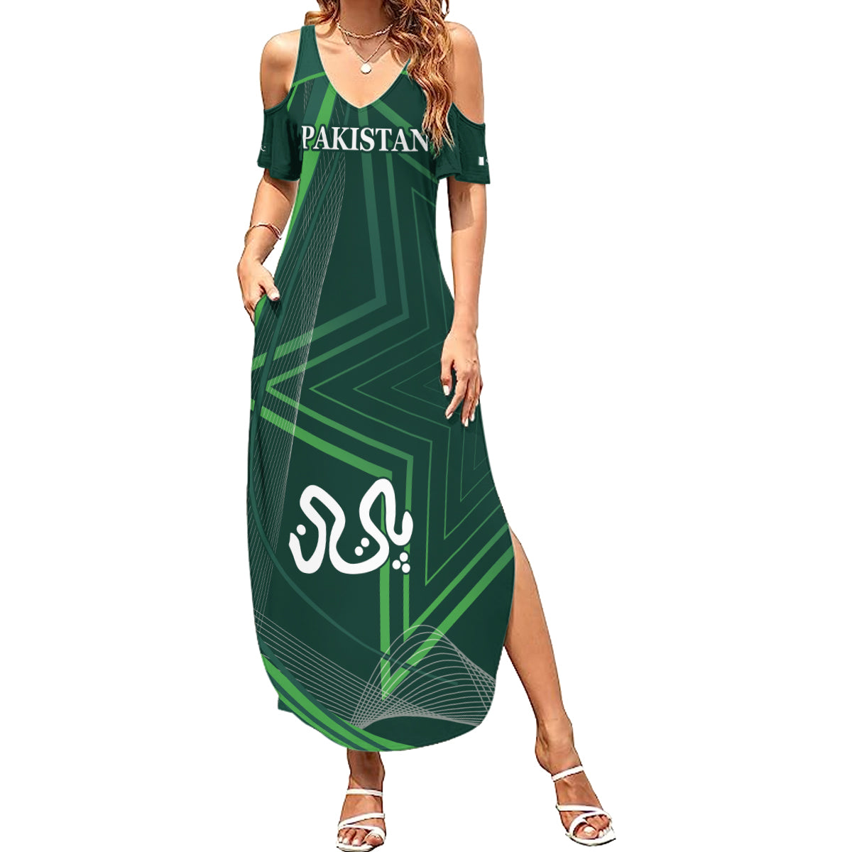 Pakistan Cricket World Cup 2024 Summer Maxi Dress Shaheens Make Champions