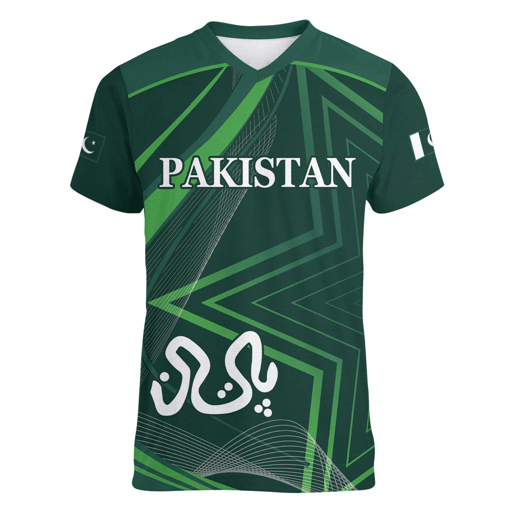 Pakistan Cricket World Cup 2024 Women V-Neck T-Shirt Shaheens Make Champions