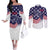 United States Cricket World Cup 2024 Couples Matching Off The Shoulder Long Sleeve Dress and Long Sleeve Button Shirt USA Badge Eagle Make Champions