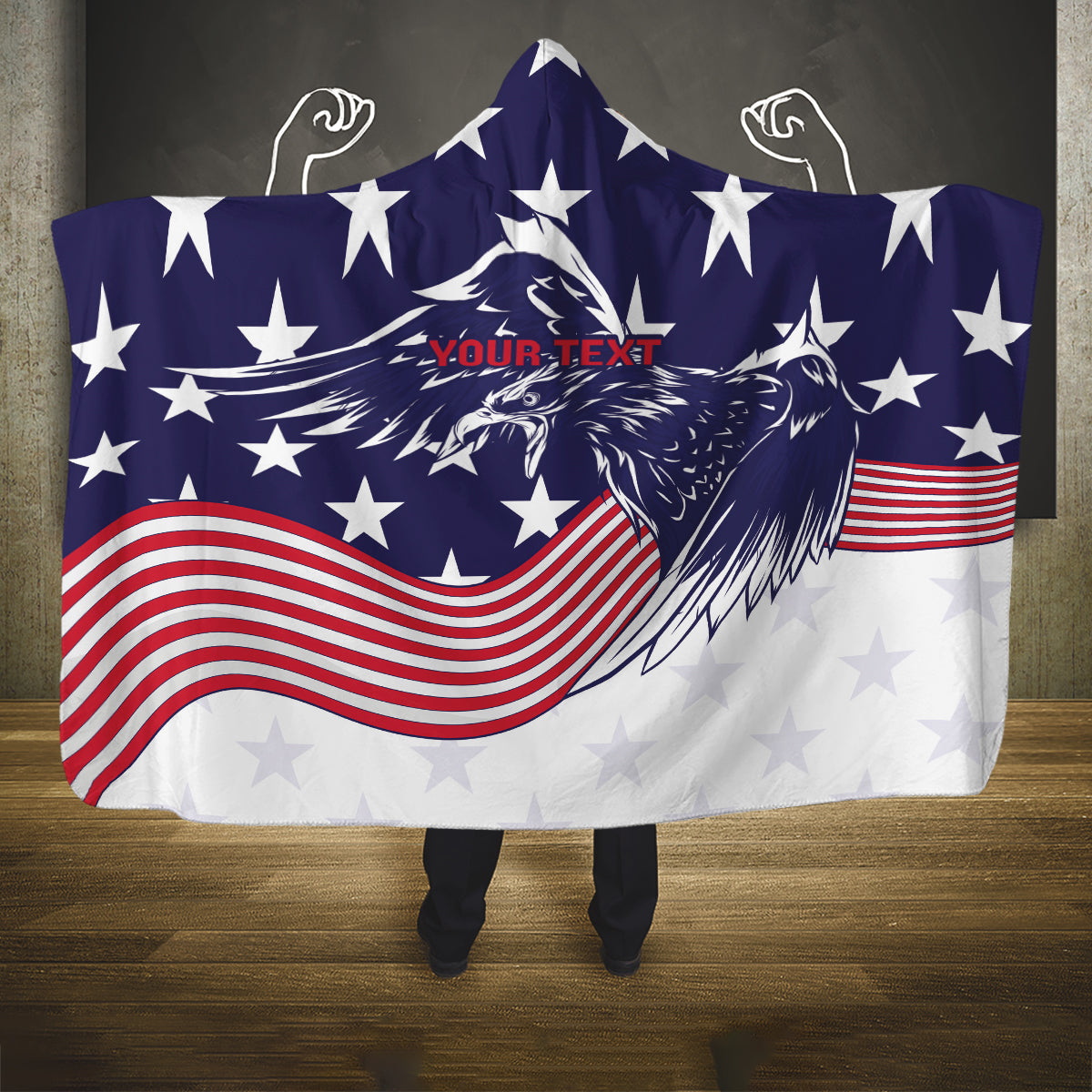 United States Cricket World Cup 2024 Hooded Blanket USA Badge Eagle Make Champions