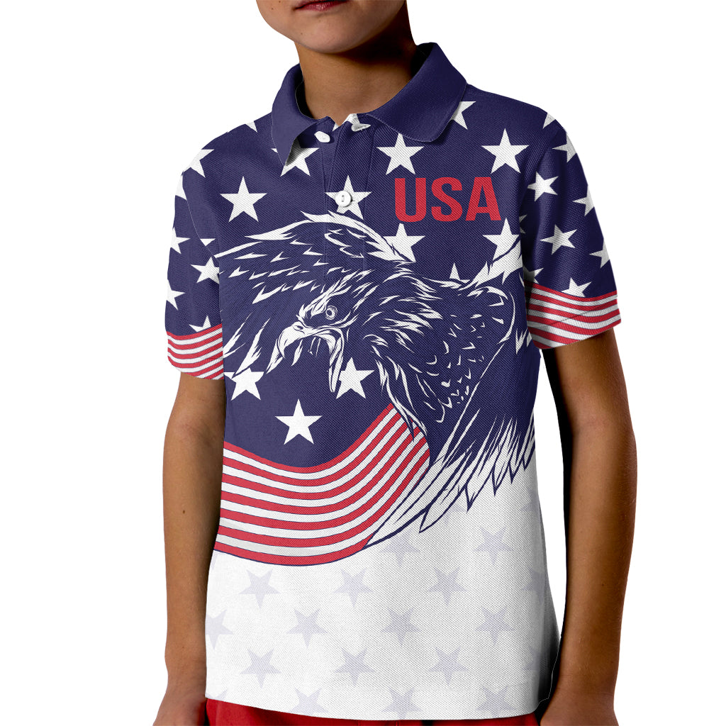 United States Cricket World Cup 2024 Kid Polo Shirt USA Badge Eagle Make Champions - Wonder Print Shop