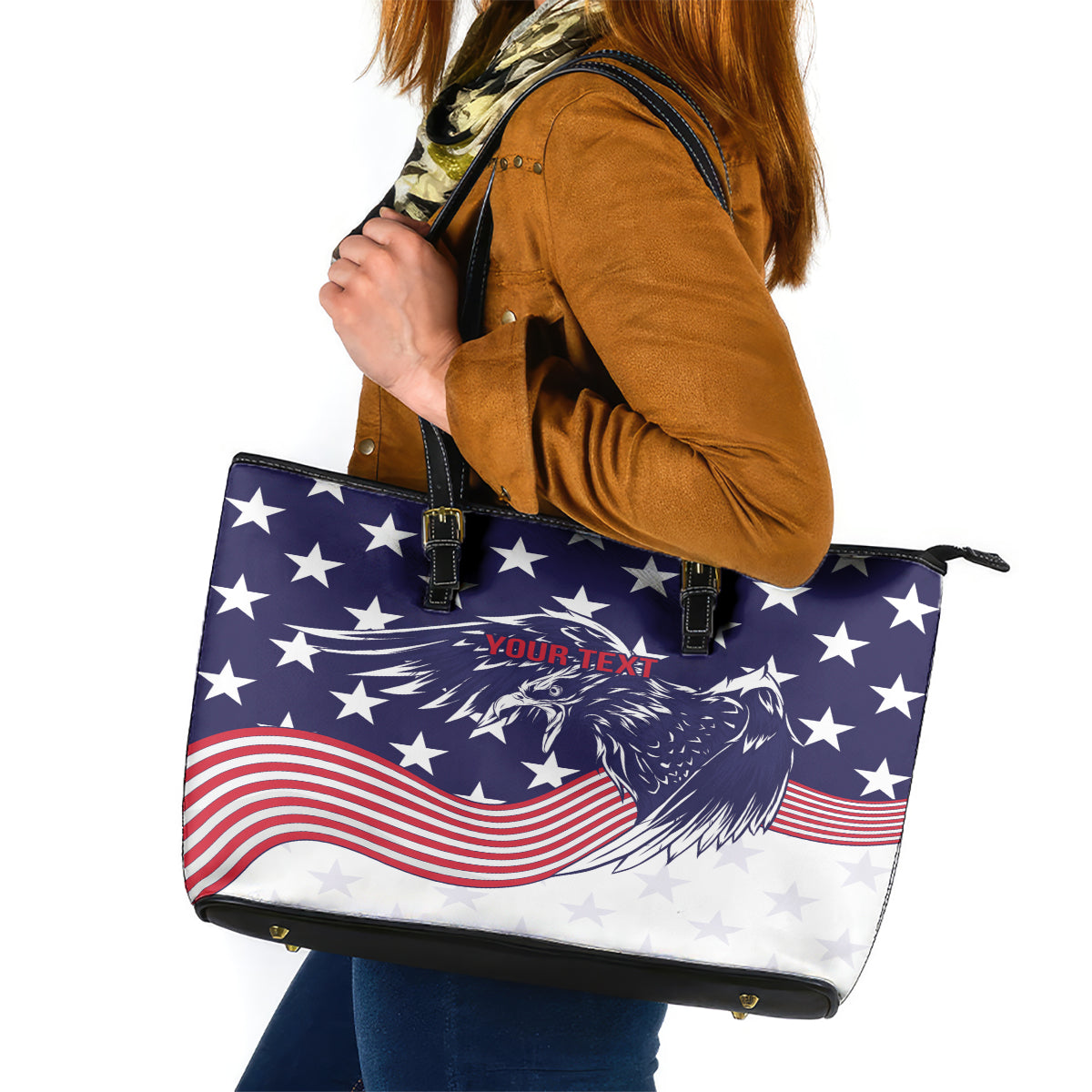 United States Cricket World Cup 2024 Leather Tote Bag USA Badge Eagle Make Champions - Wonder Print Shop