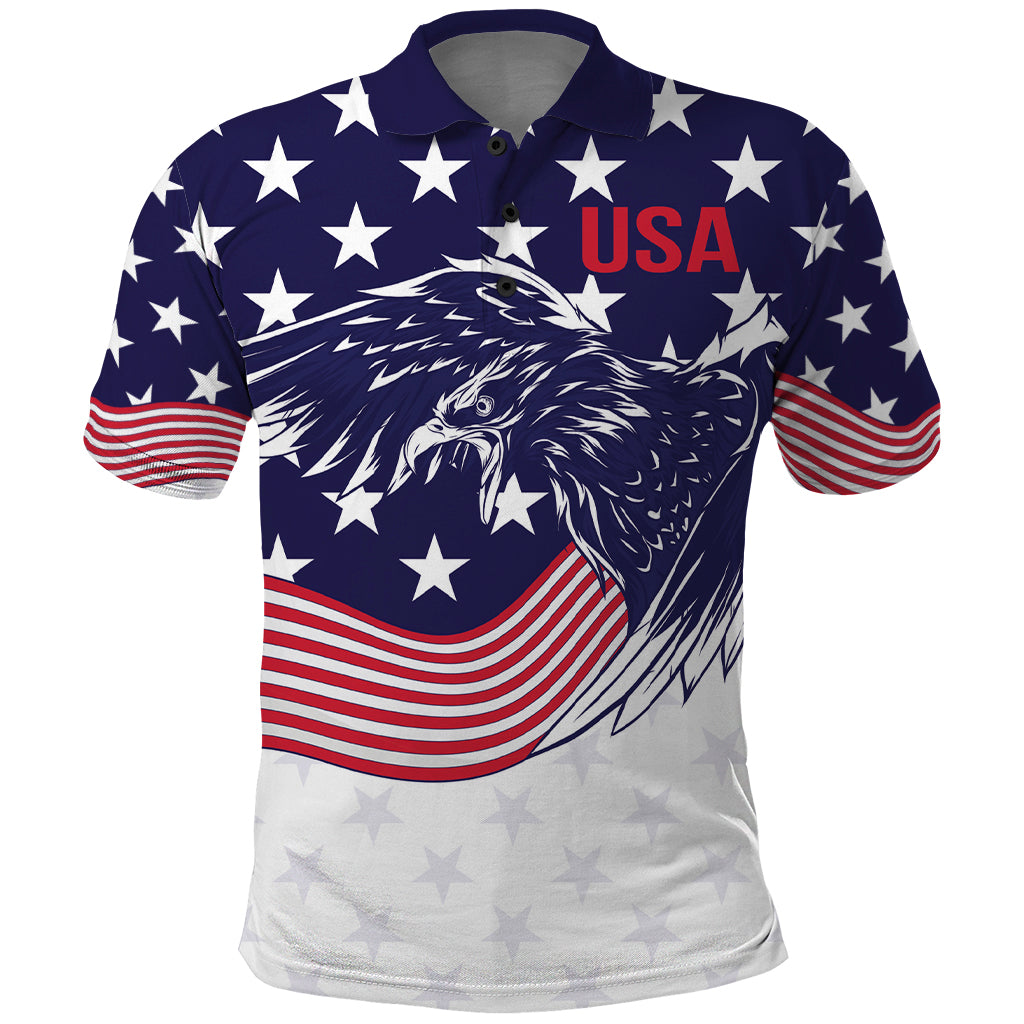 United States Cricket World Cup 2024 Polo Shirt USA Badge Eagle Make Champions - Wonder Print Shop