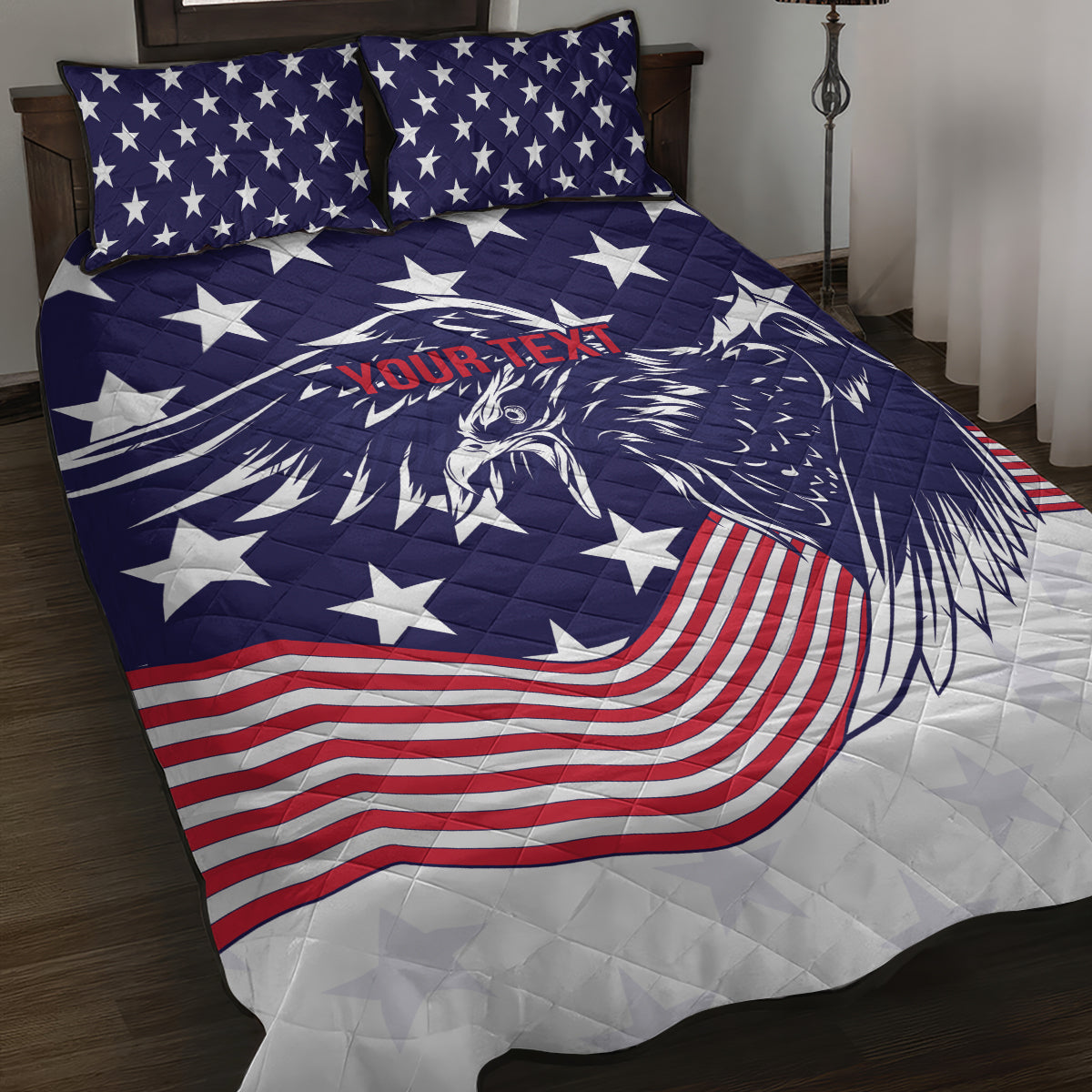 United States Cricket World Cup 2024 Quilt Bed Set USA Badge Eagle Make Champions