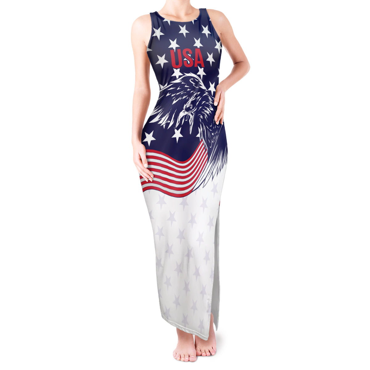 United States Cricket World Cup 2024 Tank Maxi Dress USA Badge Eagle Make Champions