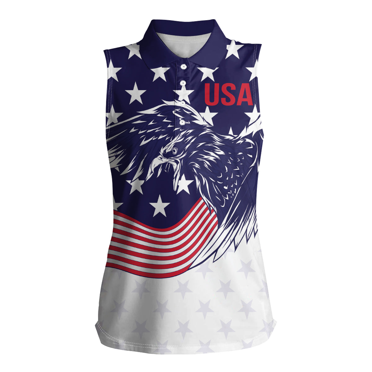 United States Cricket World Cup 2024 Women Sleeveless Polo Shirt USA Badge Eagle Make Champions