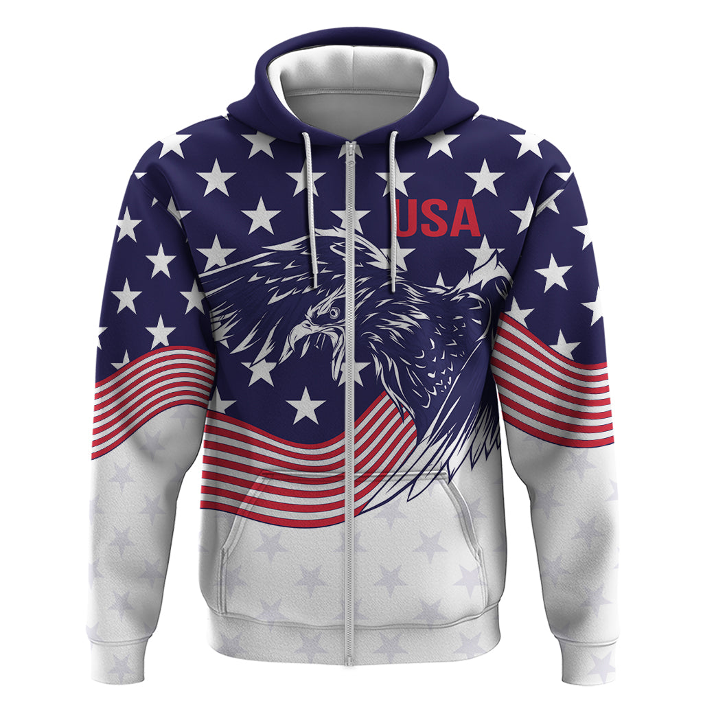 United States Cricket World Cup 2024 Zip Hoodie USA Badge Eagle Make Champions