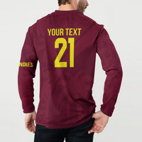 Maroon button-up sweatshirt back with yellow “YOUR TEXT” and “21” number print