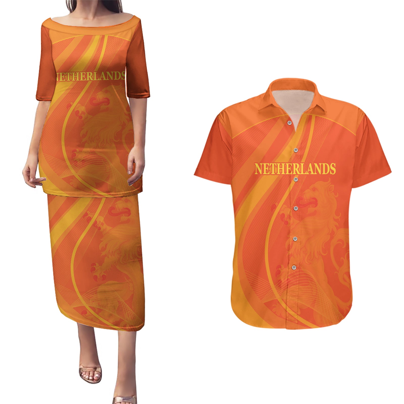 Netherlands Cricket World Cup 2024 Couples Matching Puletasi and Hawaiian Shirt The Flying Dutchmen Make Champions LT9 - Wonder Print Shop