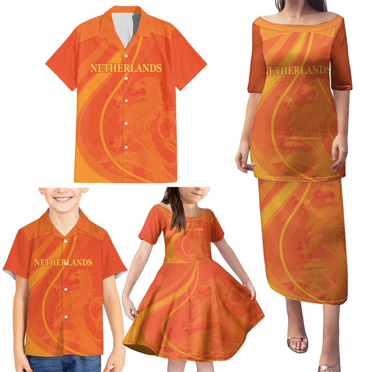 Netherlands Cricket World Cup 2024 Family Matching Puletasi and Hawaiian Shirt The Flying Dutchmen Make Champions - Wonder Print Shop