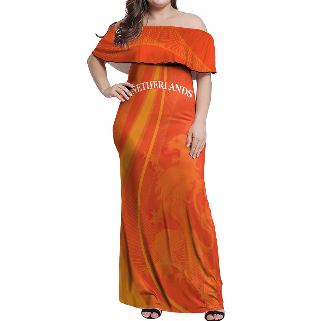 Netherlands Cricket World Cup 2024 Off Shoulder Maxi Dress The Flying Dutchmen Make Champions - Wonder Print Shop