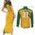 South Africa Cricket World Cup 2024 Couples Matching Short Sleeve Bodycon Dress and Long Sleeve Button Shirt Proteas Make Champions LT9 - Wonder Print Shop