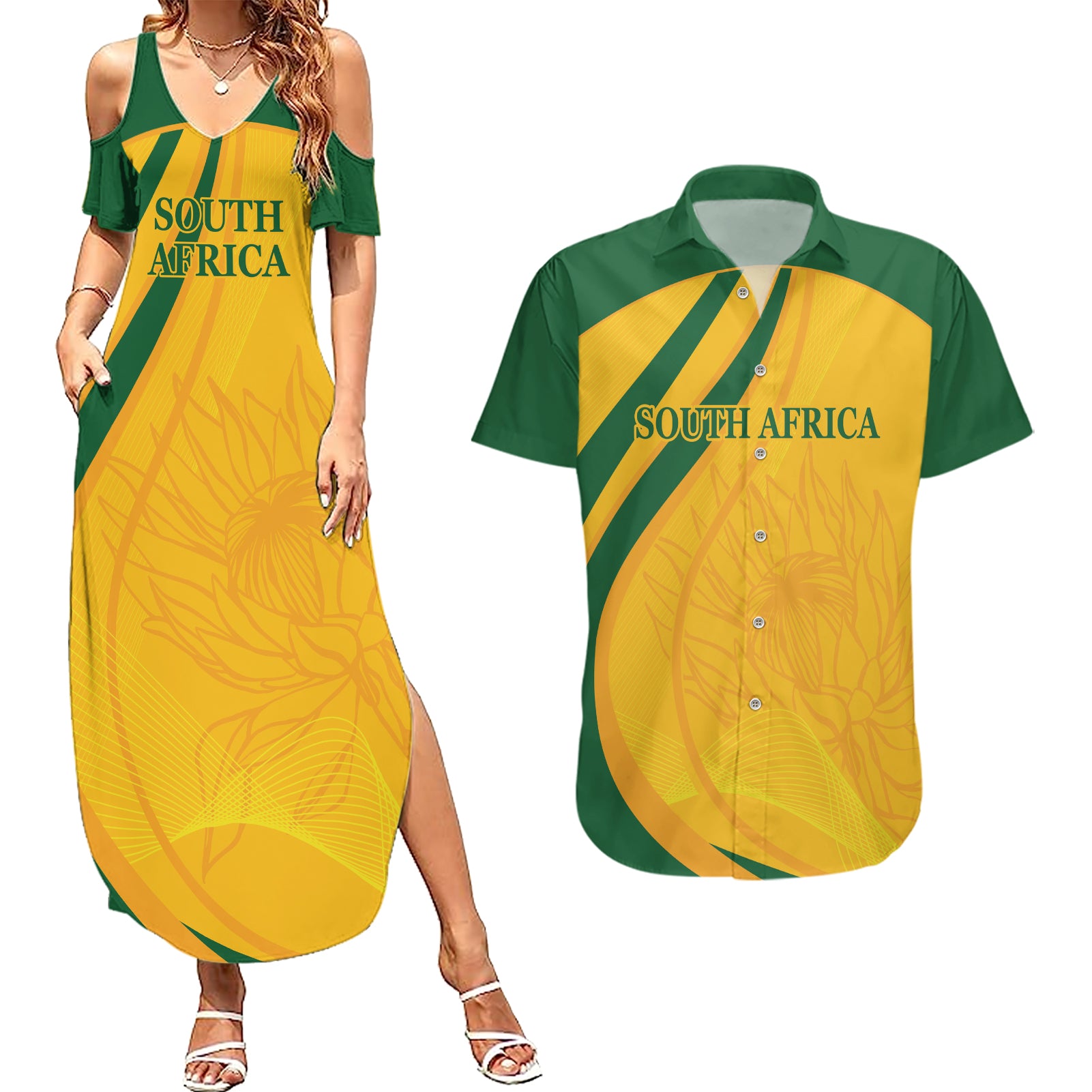 South Africa Cricket World Cup 2024 Couples Matching Summer Maxi Dress and Hawaiian Shirt Proteas Make Champions LT9 - Wonder Print Shop