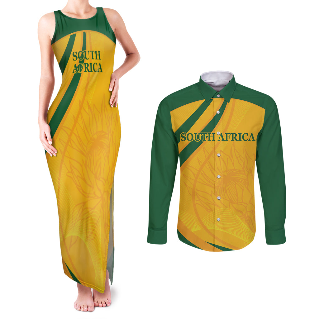 South Africa Cricket World Cup 2024 Couples Matching Tank Maxi Dress and Long Sleeve Button Shirt Proteas Make Champions LT9 - Wonder Print Shop