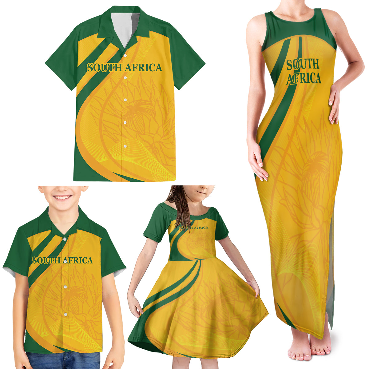 South Africa Cricket World Cup 2024 Family Matching Tank Maxi Dress and Hawaiian Shirt Proteas Make Champions - Wonder Print Shop