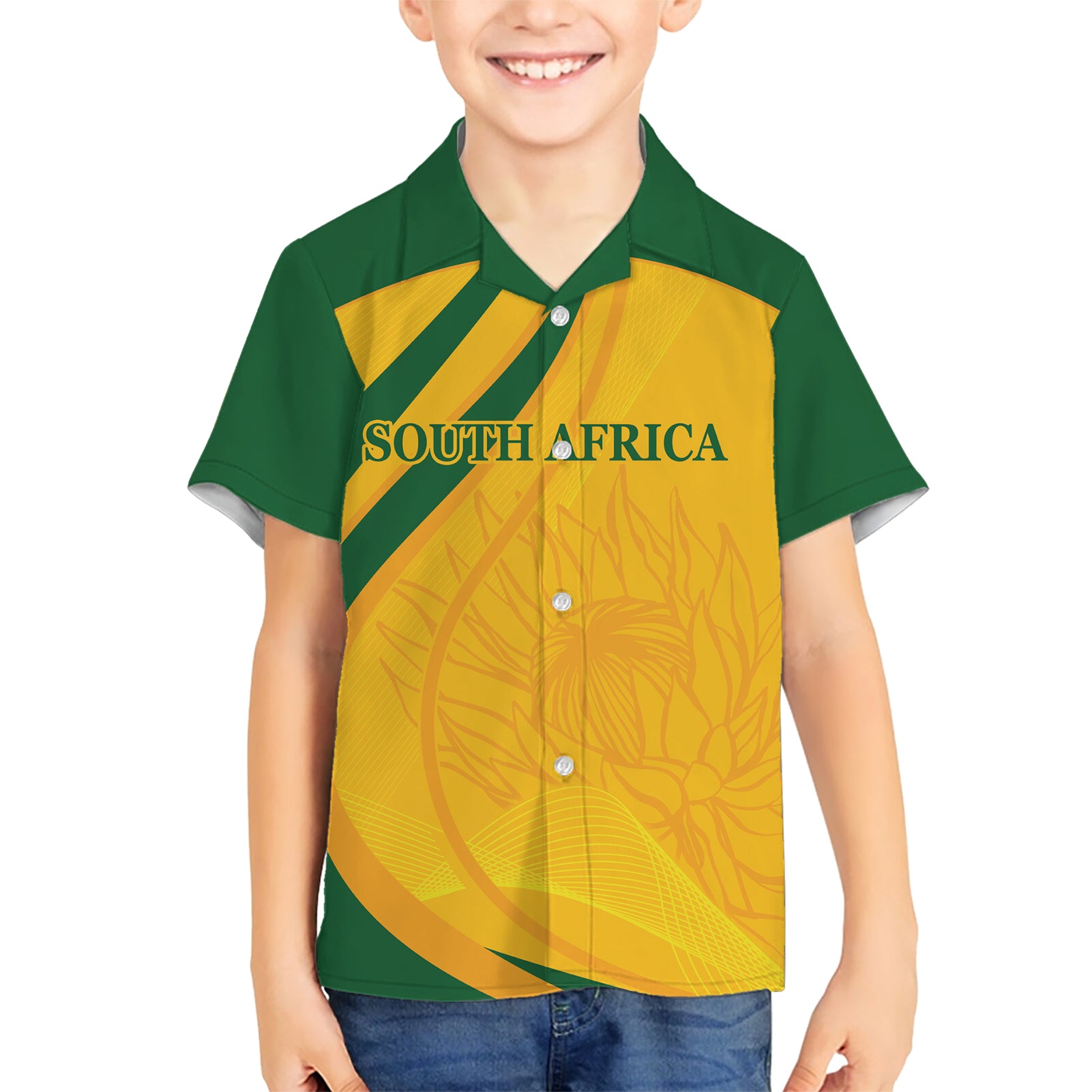 South Africa Cricket World Cup 2024 Kid Hawaiian Shirt Proteas Make Champions - Wonder Print Shop