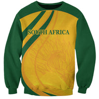 Unisex sweatshirt with green sleeves and yellow South Africa graphic front