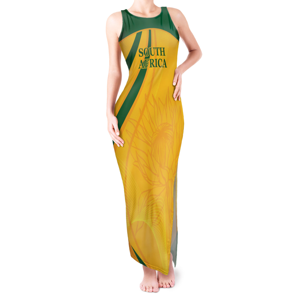 South Africa Cricket World Cup 2024 Tank Maxi Dress Proteas Make Champions - Wonder Print Shop